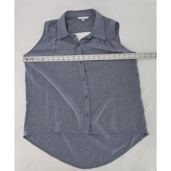 CAbi Drape Keyhole Back Chambray Shirt Sleeveless Top Hi Low Blouse M See Photo - Picture 13 of 13